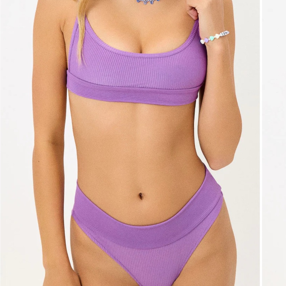 Frankie's Bikinis Violet Ribbed Bottom